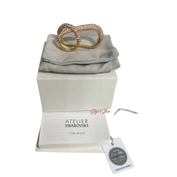 Swarovski Atelier Tigris double ring Pink Gold-tone plated Size 52/6 New